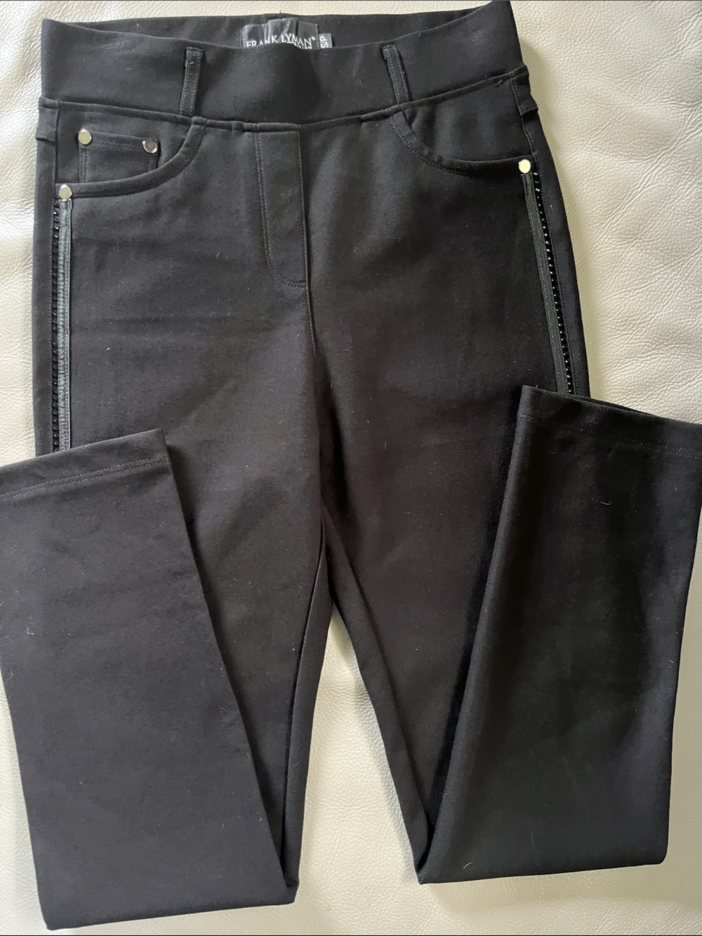 Frank Lyman Design Black Slim Pull-On Leggings with Side Rhinestone Trim